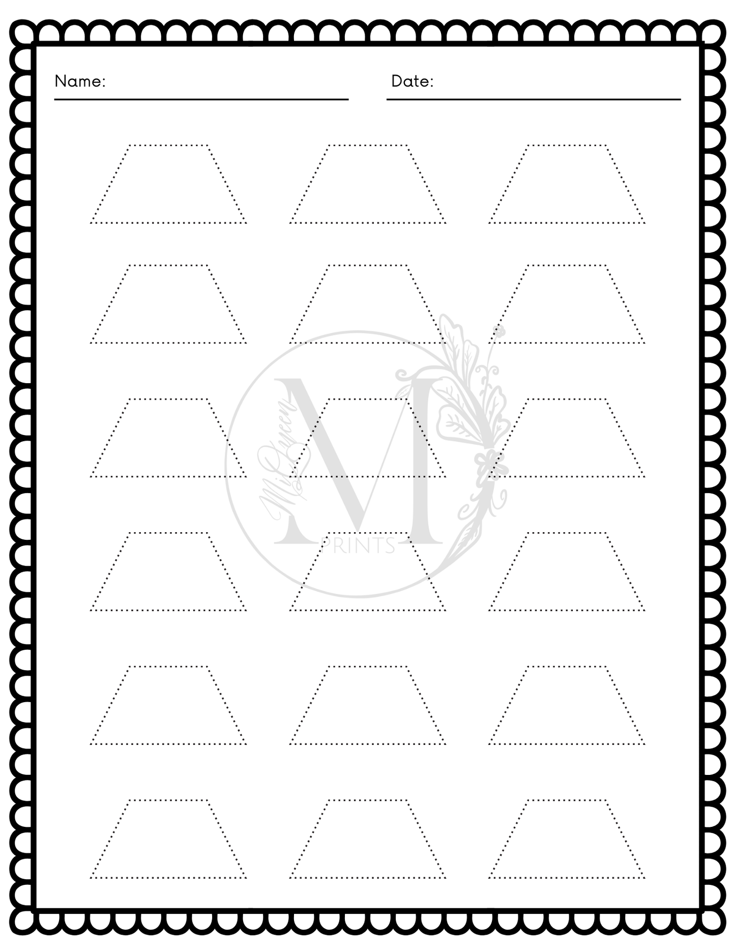 Beginner Writing Shape Tracing Worksheets