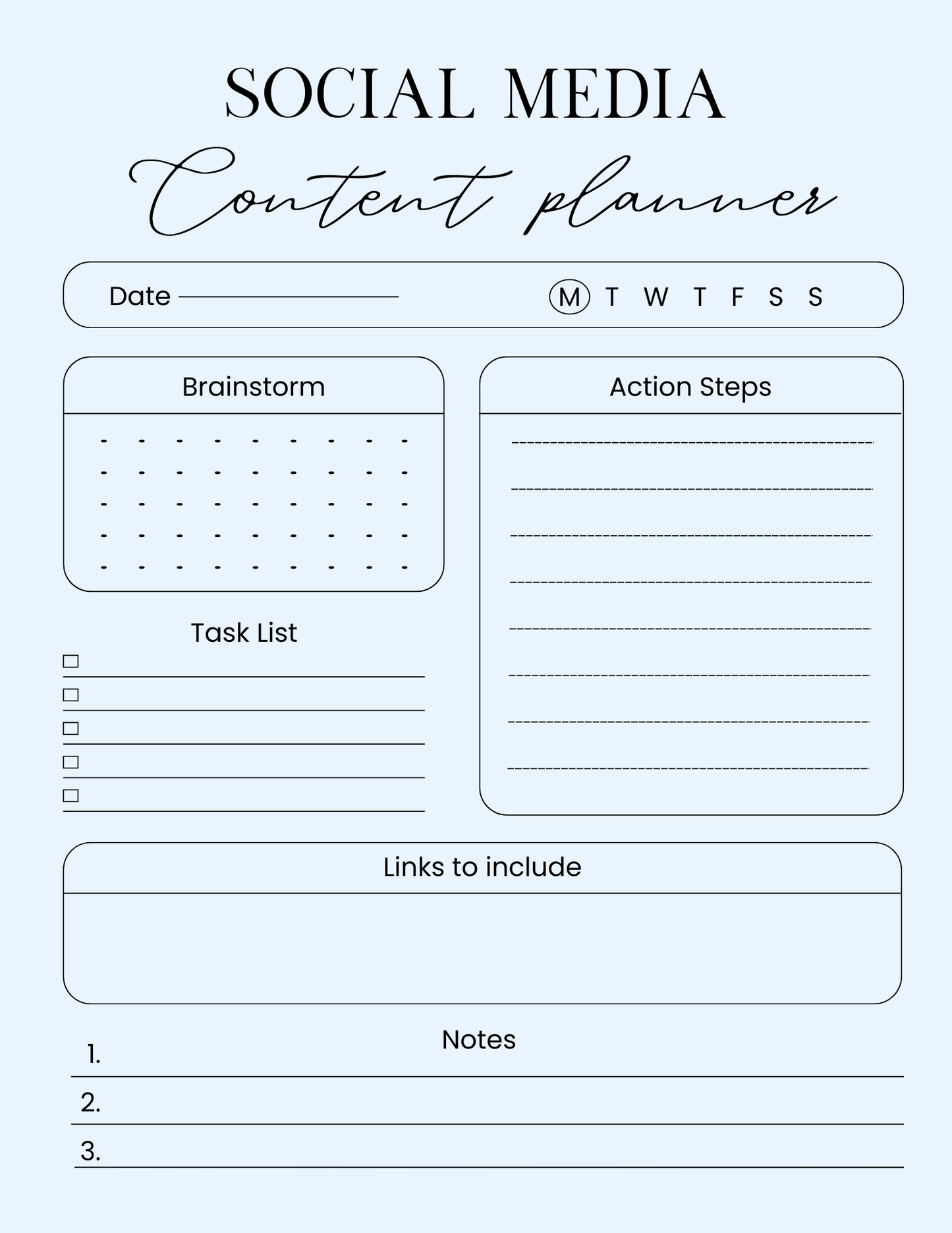 7 Day Social Media Content Planner